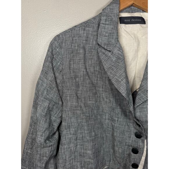 Anny Jacobson Lagenlook Micro Houndstooth Linen Blazer size M - Picture 9 of 10